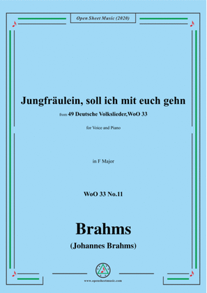Book cover for Brahms-Jungfräulein,soll ich mit euch gehn,WoO 33 No.11,in F Major,for Voice&Pno