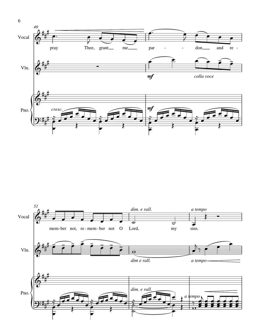 O, Divine Redeemer (Mezzo-Soprano or Baritone, Violin, Piano) Small Ensemble scores gallery preview page 6