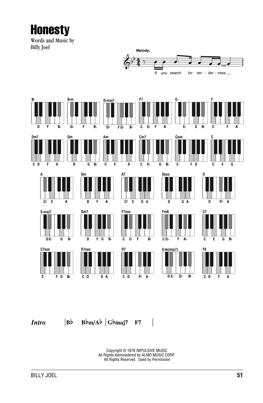 Honesty Piano scores gallery preview page 1