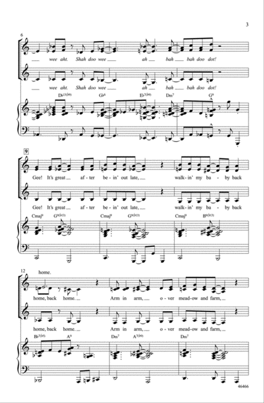 Walkin' My Baby Back Home Choir scores gallery preview page 2