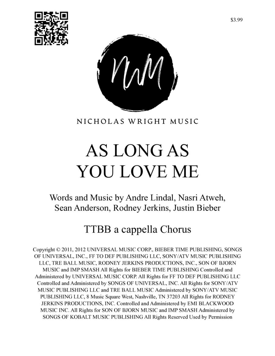 As Long As You Love Me TTBB scores gallery preview page 1