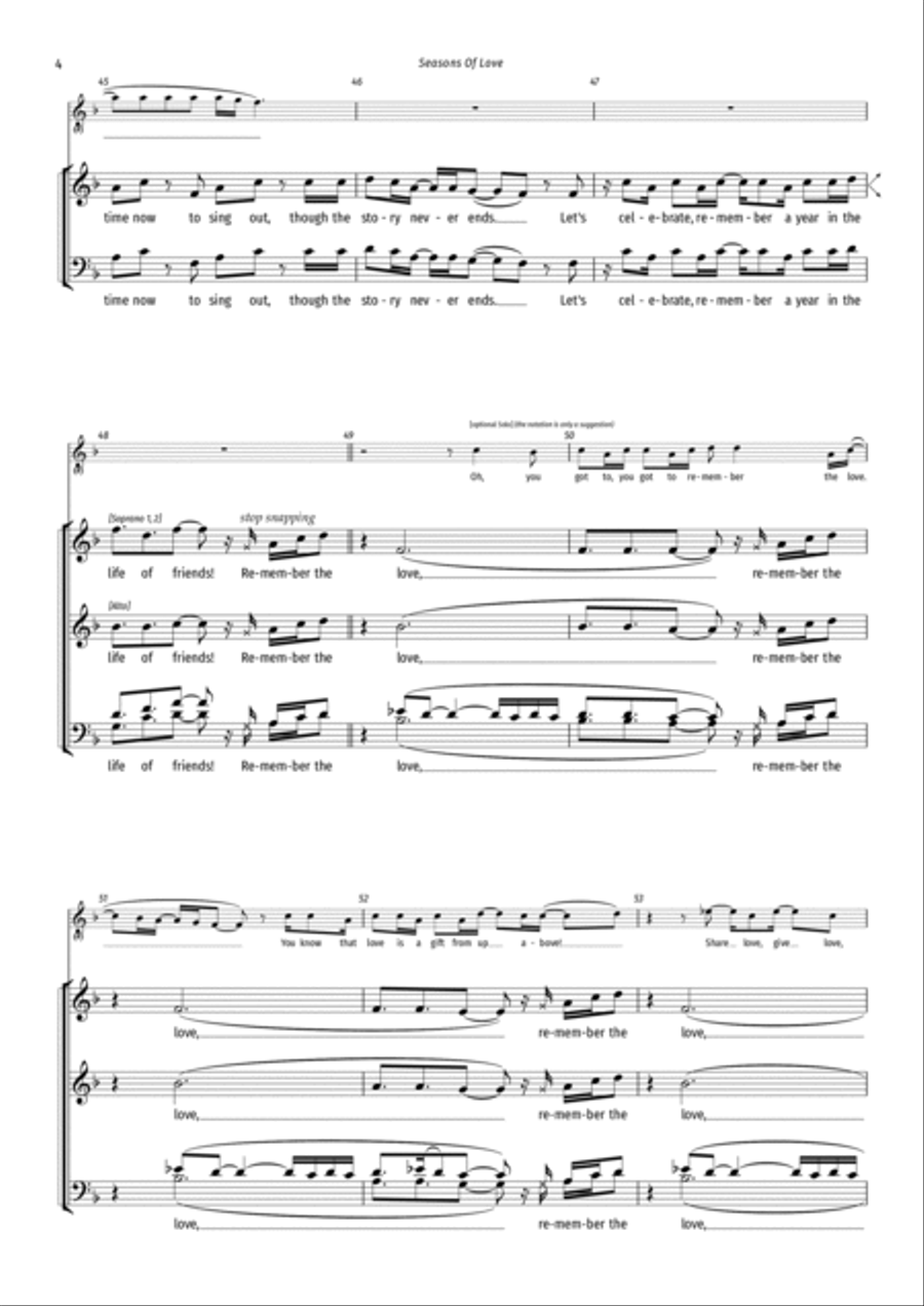 Seasons Of Love Seasons Of Love 4-Part scores gallery preview page 4
