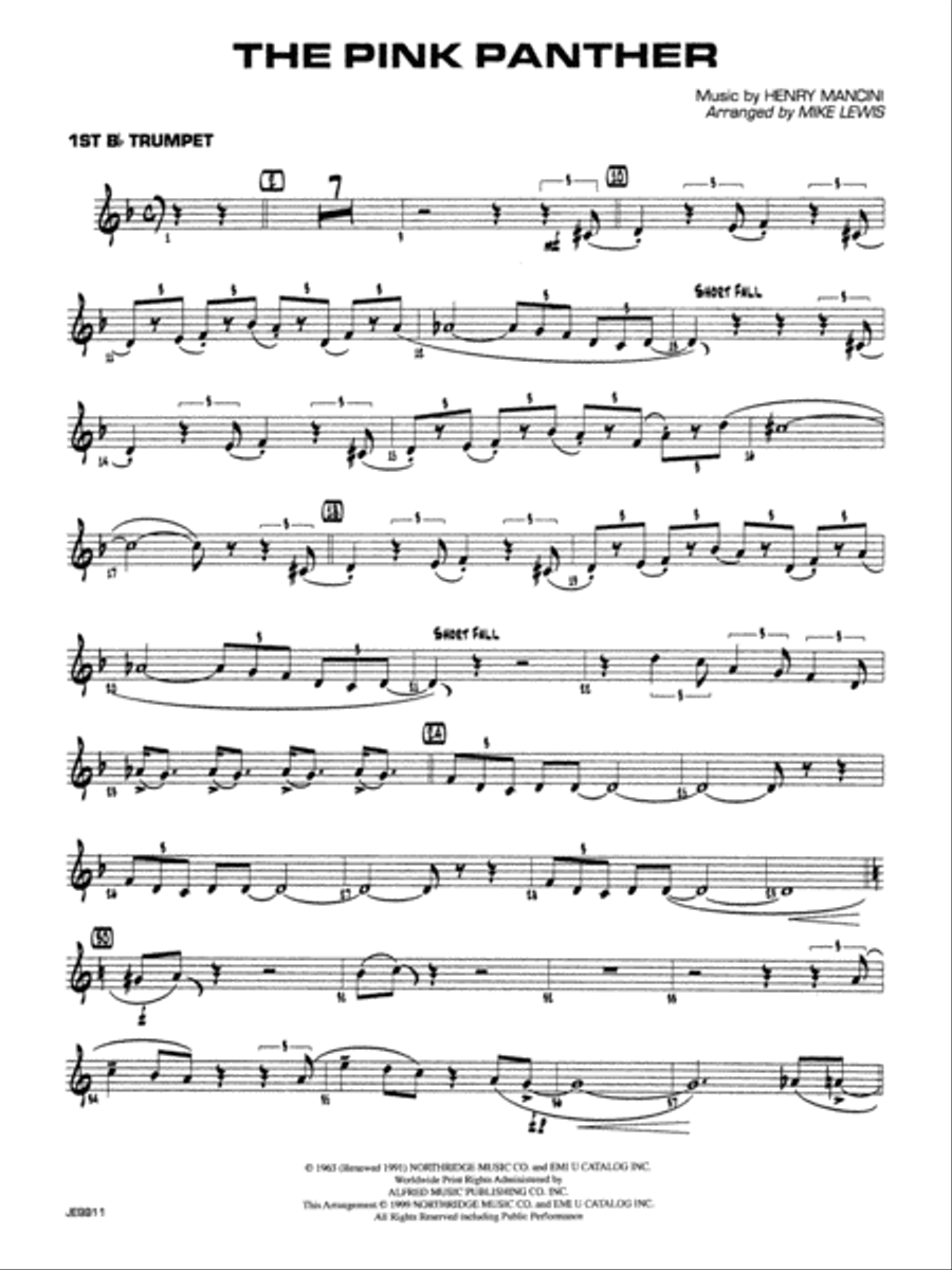 The Pink Panther: 1st B-flat Trumpet Jazz Ensemble scores gallery preview page 1