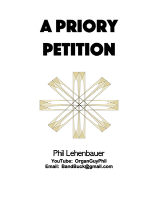 Book cover for A Priory Petition, organ work by Phil Lehenbauer