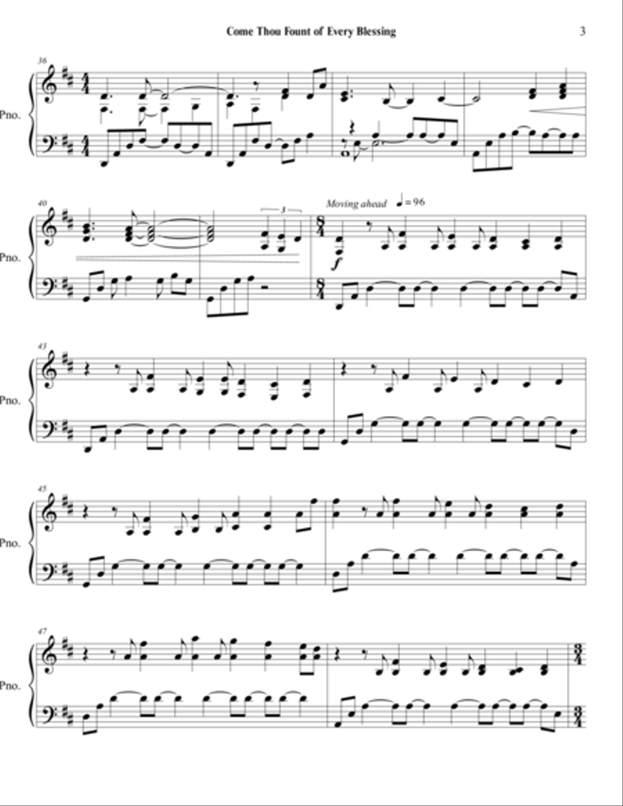 Come Thou Fount of Every Blessing Piano Solo scores gallery preview page 3
