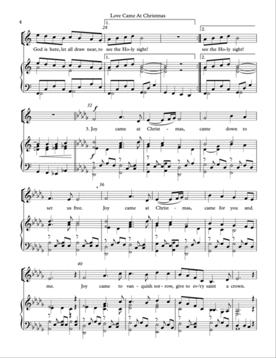 Love Came At Christmas Unison Choir scores gallery preview page 4