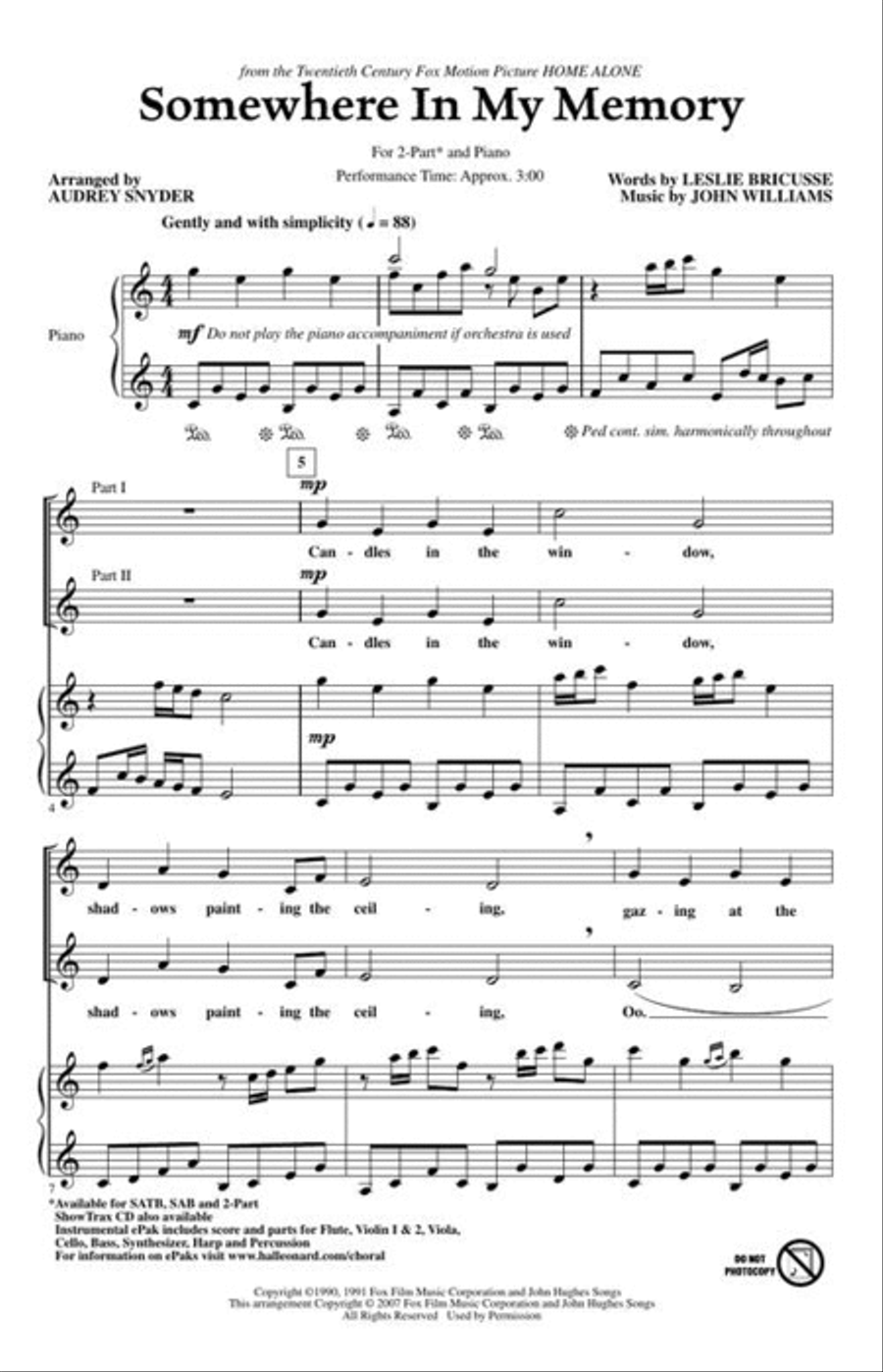Somewhere in My Memory 2-Part scores gallery preview page 3
