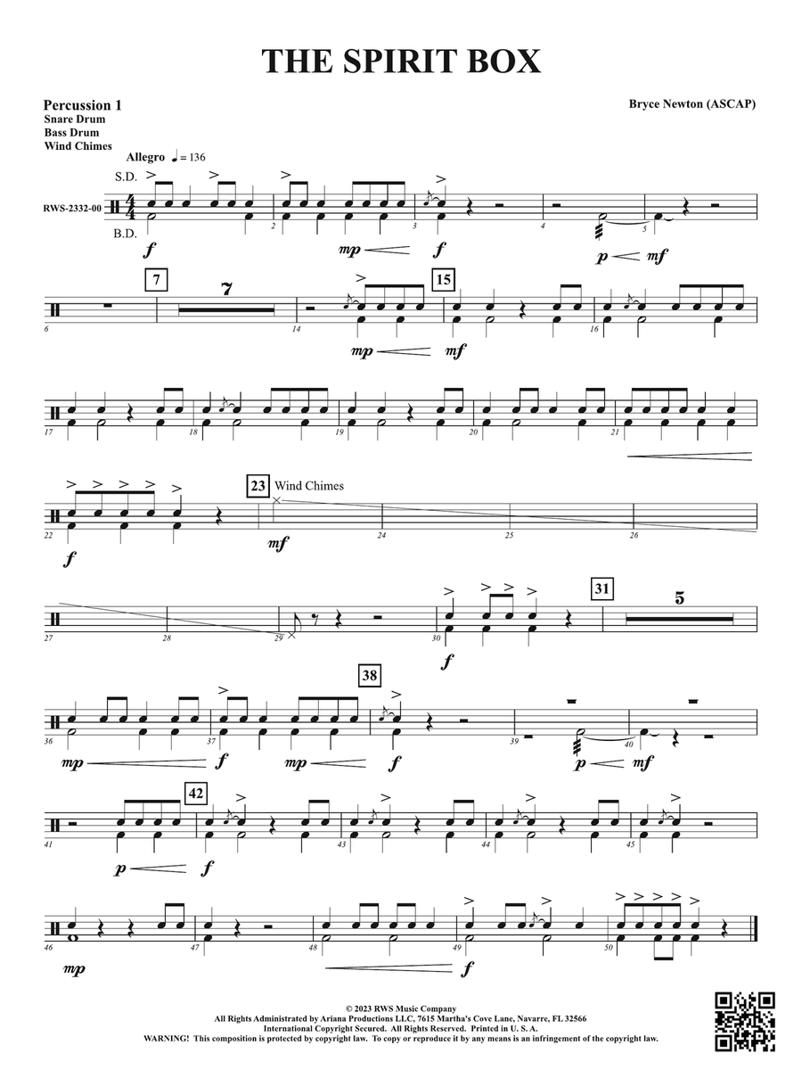 The Spirit Box: 1st Percussion Percussion scores gallery preview page 1