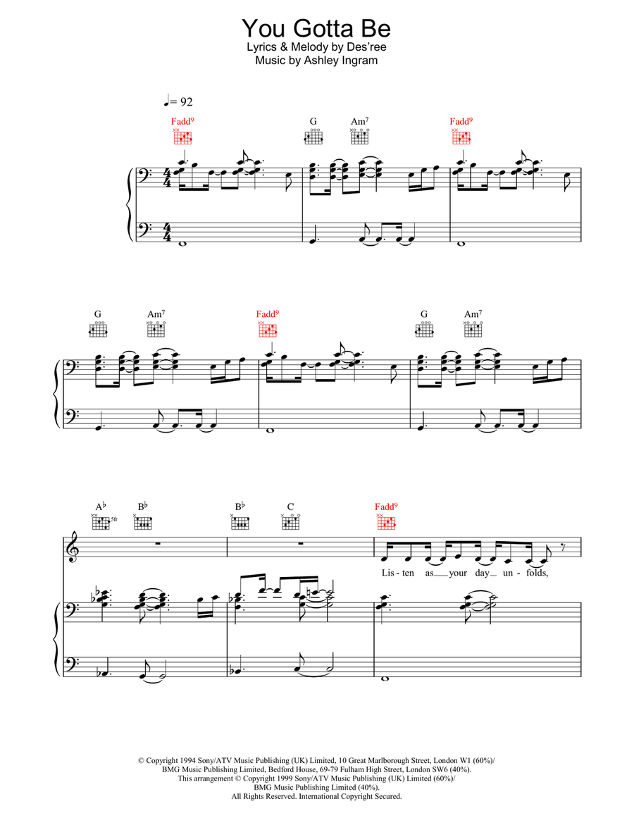 You Gotta Be Piano, Vocal, Guitar scores gallery preview page 1