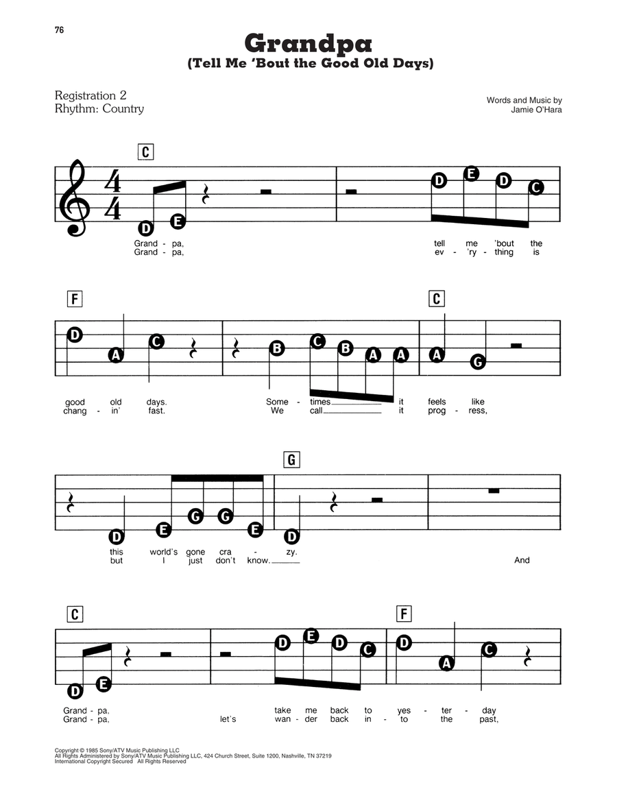 Grandpa (Tell Me 'Bout The Good Old Days) Electronic Keyboard scores gallery preview page 1