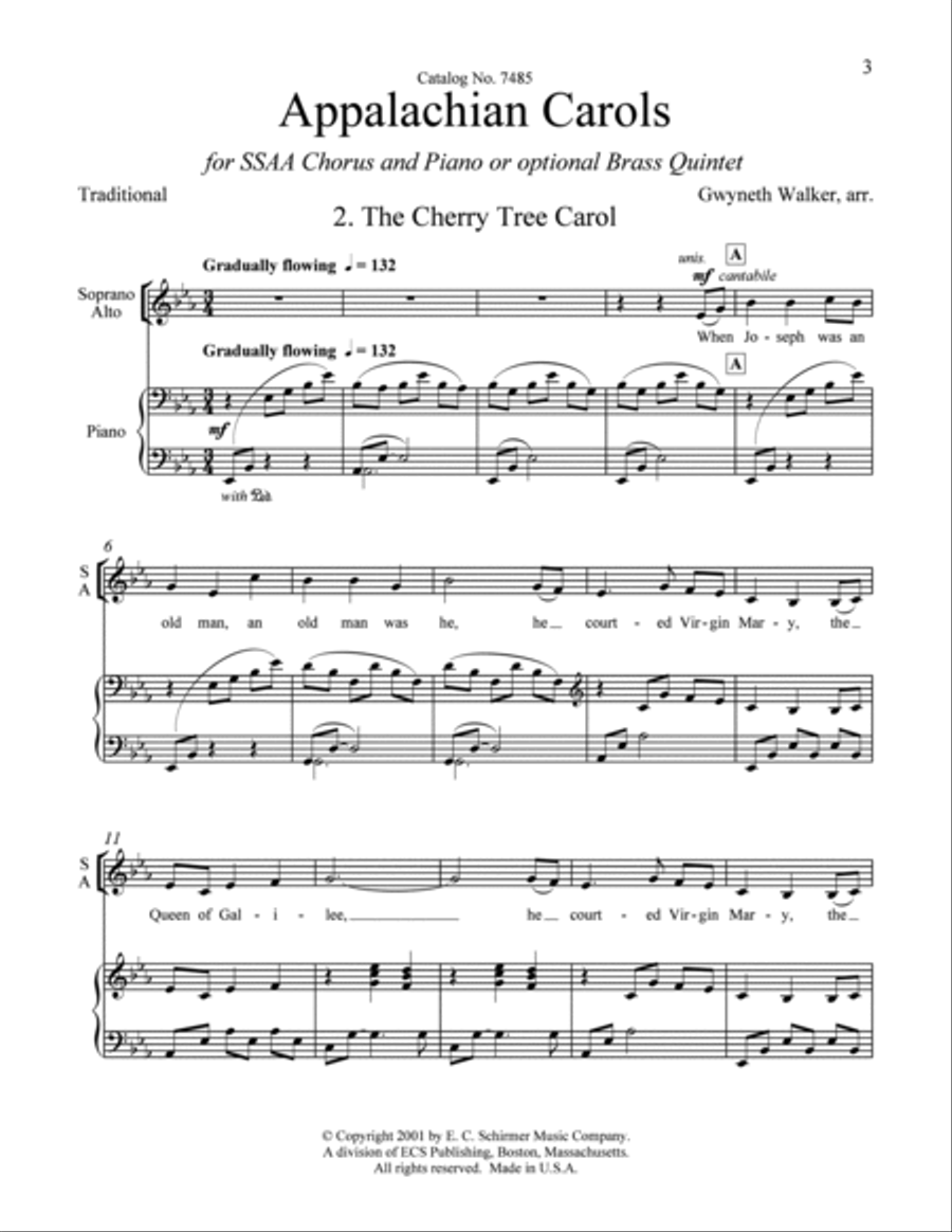 Appalachian Carols: 2. The Cherry Tree Carol SSAA scores gallery preview page 2