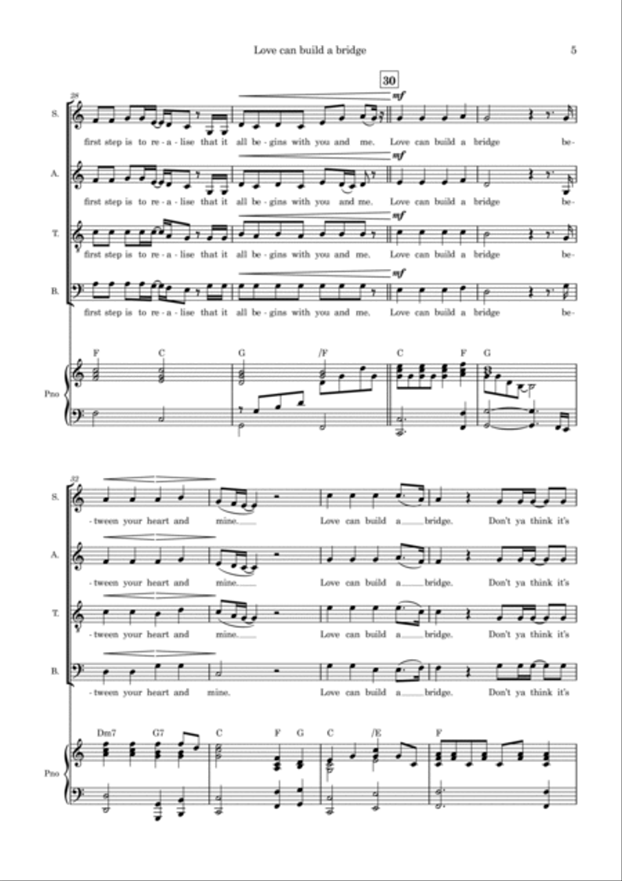 Love Can Build A Bridge 4-Part scores gallery preview page 5