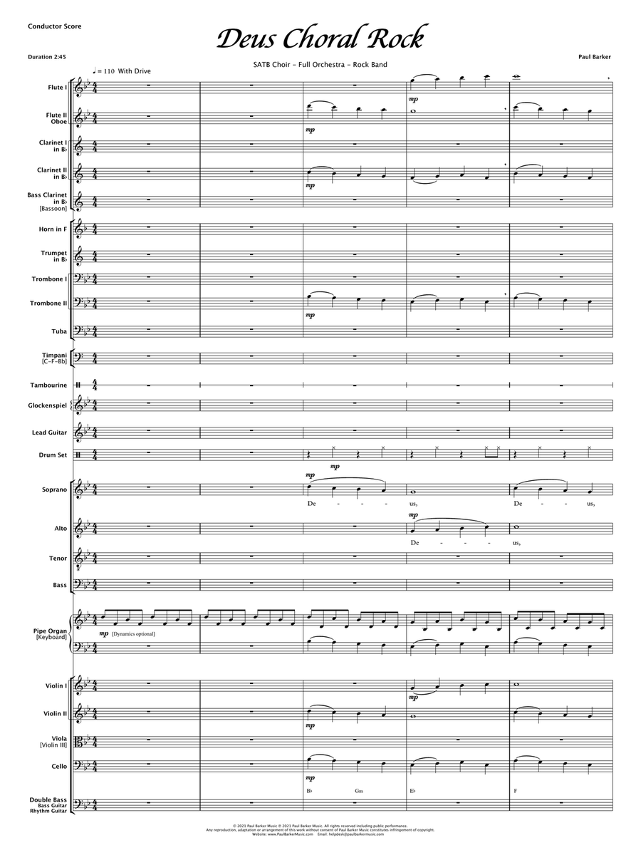 Deus Choral Rock (SAB Choir - Orchestra - Rock Band) 3-Part scores gallery preview page 3