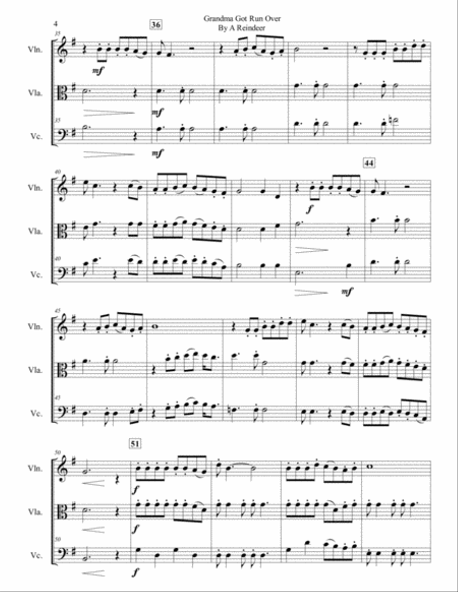 Grandma Got Run Over By A Reindeer String Trio scores gallery preview page 4