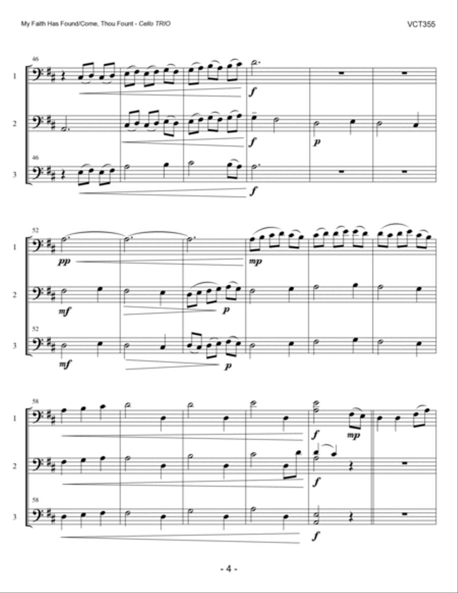 MY FAITH HAS FOUND A RESTING PLACE/COME THOU FOUNT OF EVERY BLESSING - Cello Trio (unaccompanied) String Trio scores gallery preview page 4