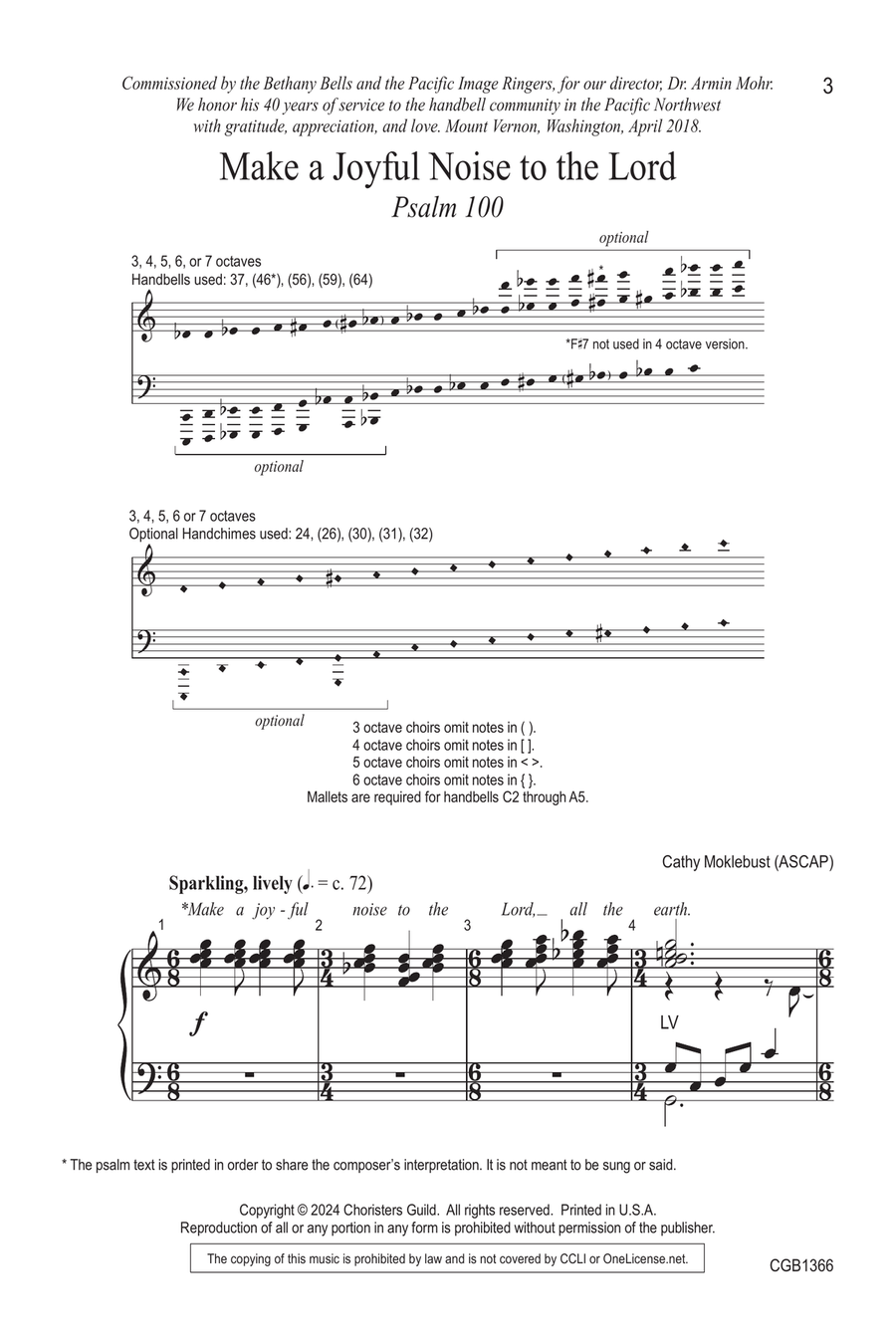 Make a Joyful Noise to the Lord Handbell Choir scores gallery preview page 3