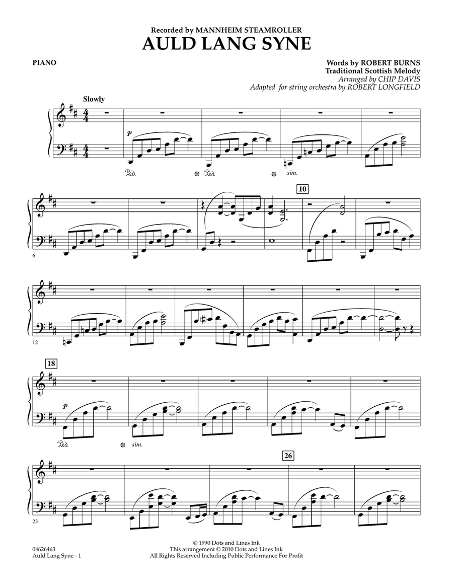 Auld Lang Syne - Piano Orchestra scores gallery preview page 1
