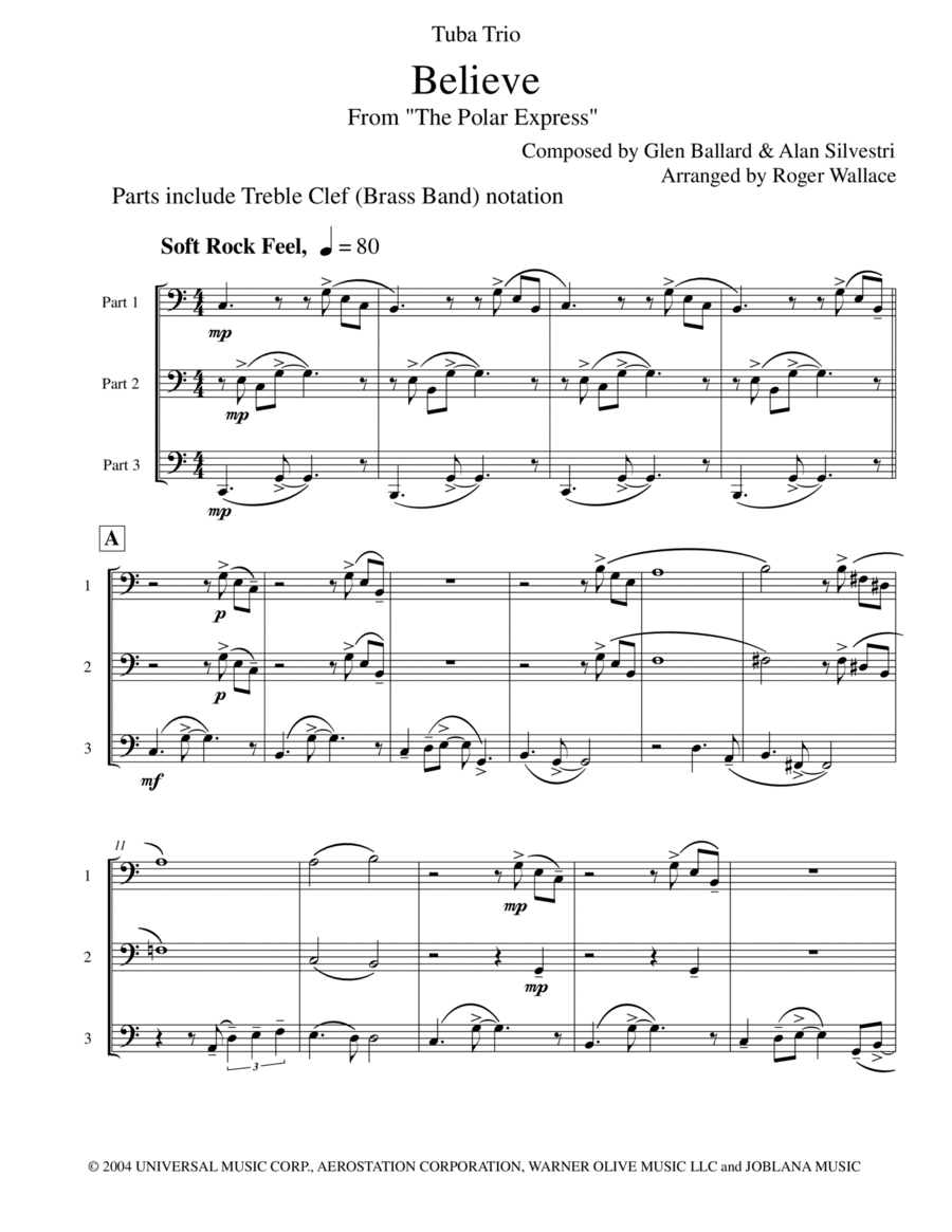 Believe Brass Trio scores gallery preview page 1