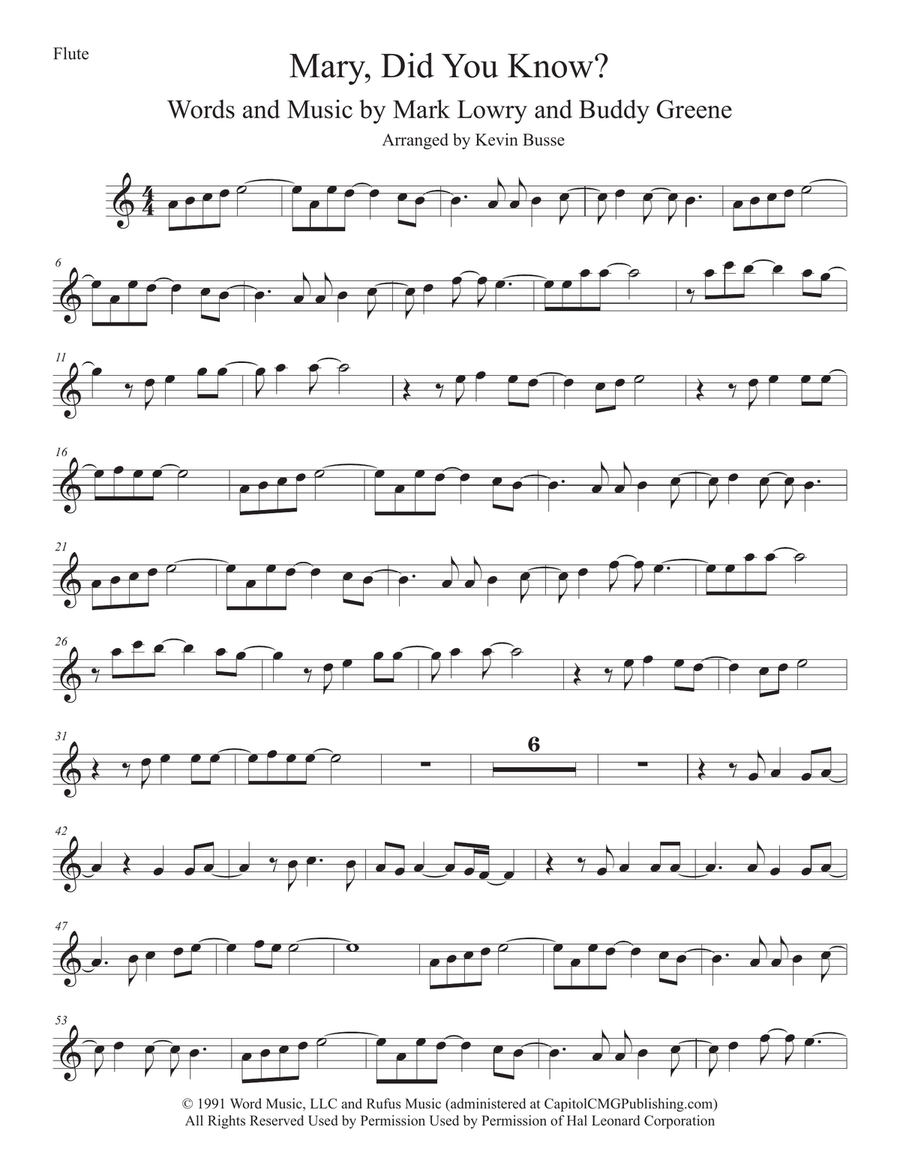 Mary, Did You Know? Flute Solo scores gallery preview page 1