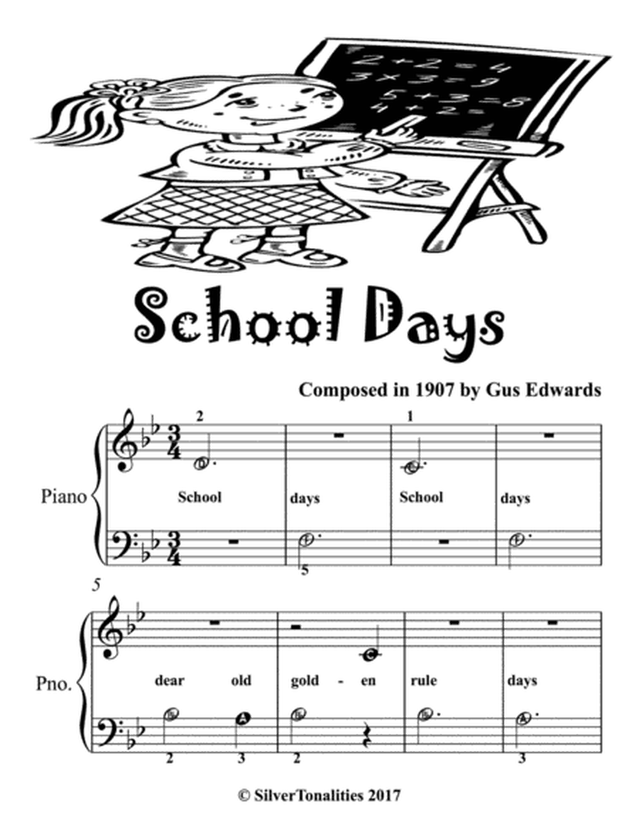 School Days Beginner Piano Sheet Music