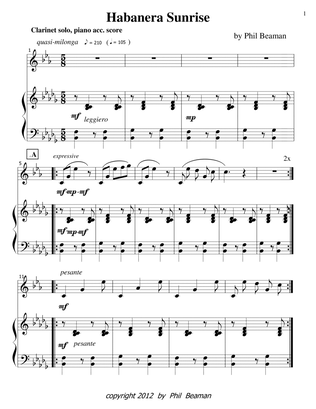 Habanera Sunrise-clarinet, piano