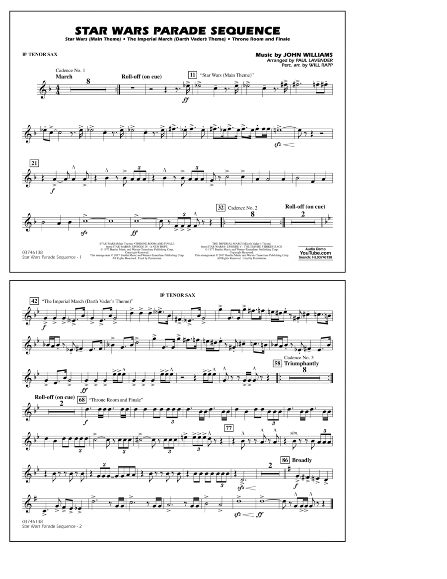 Star Wars Parade Sequence Bb Tenor Sax