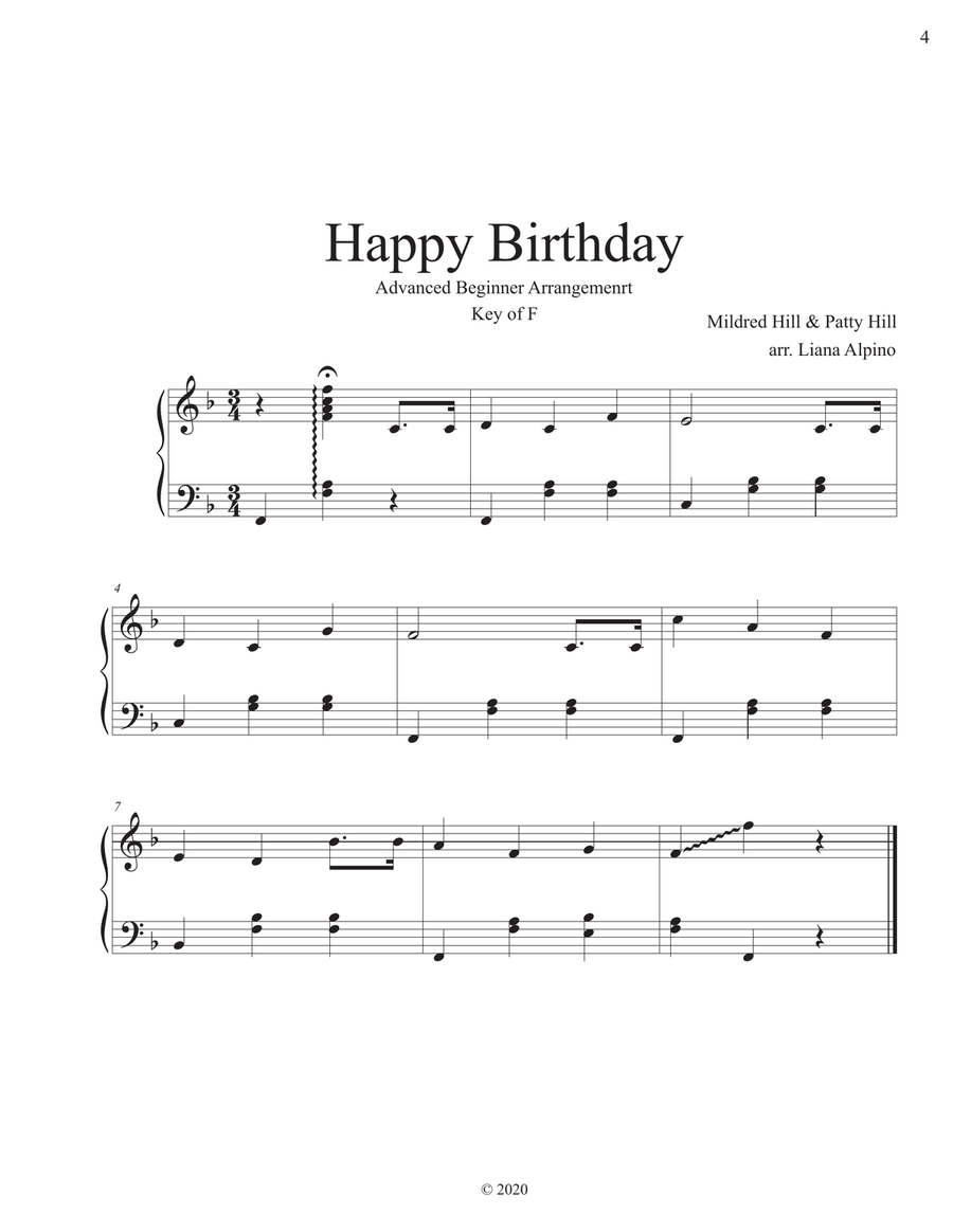 Happy Birthday (for solo harp) Harp scores gallery preview page 4