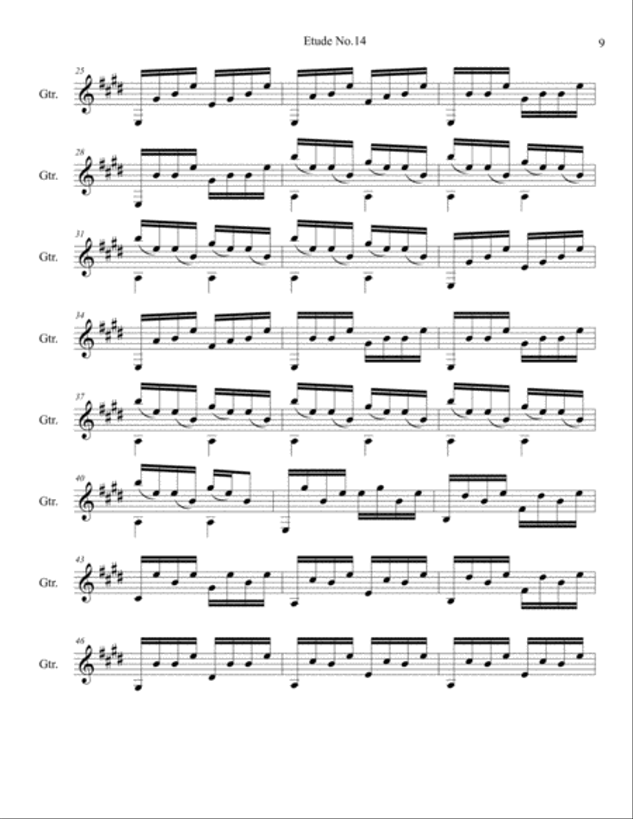 Etude No.14 For Guitar by Neal Fitzpatrick-Standard Notation Classical Guitar scores gallery preview page 2