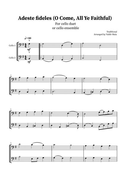 O Come, All Ye Faithful (Adeste Fideles) - Cello Duet image number null