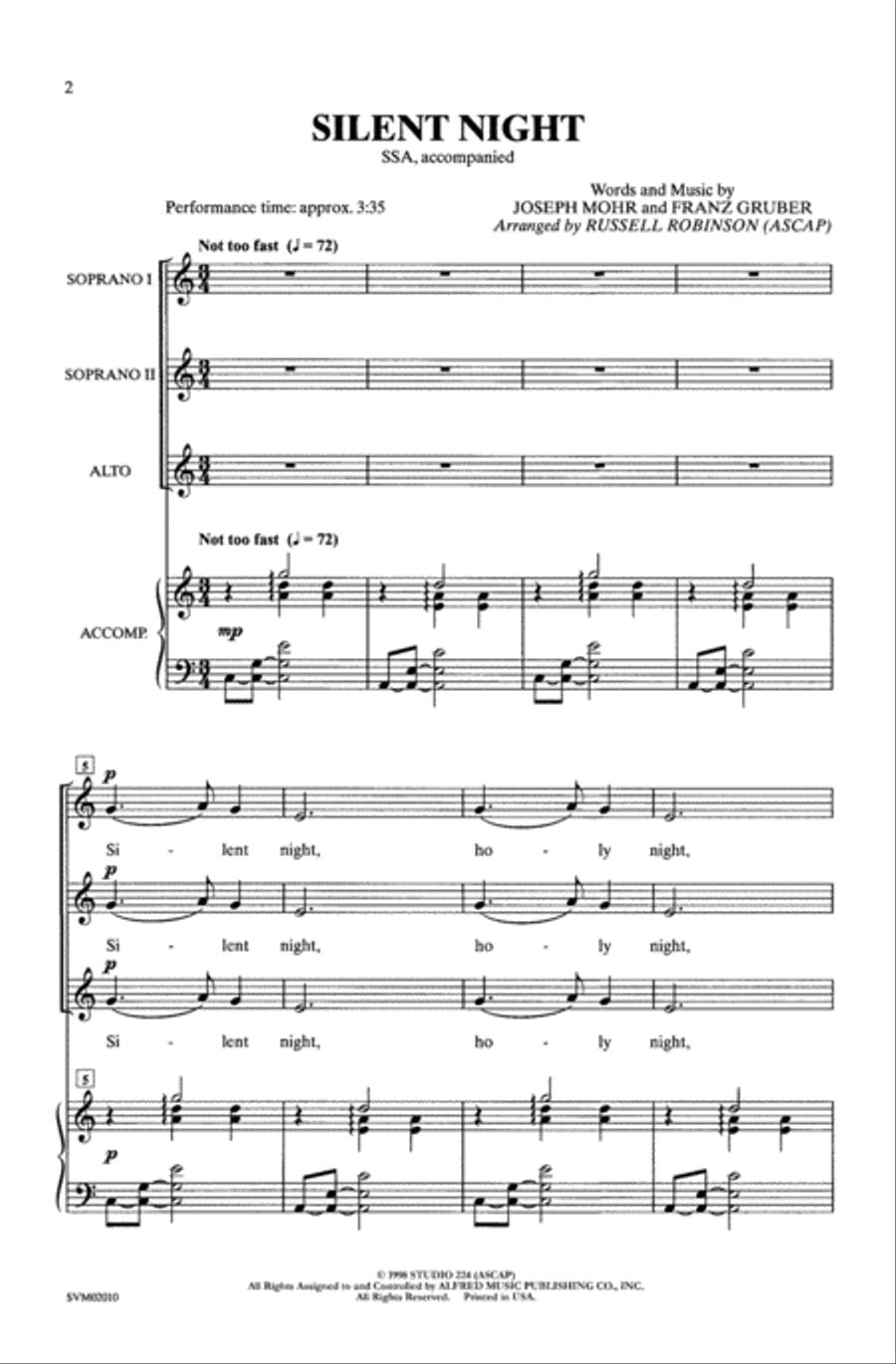 Silent Night - SSA SSA scores gallery preview page 13