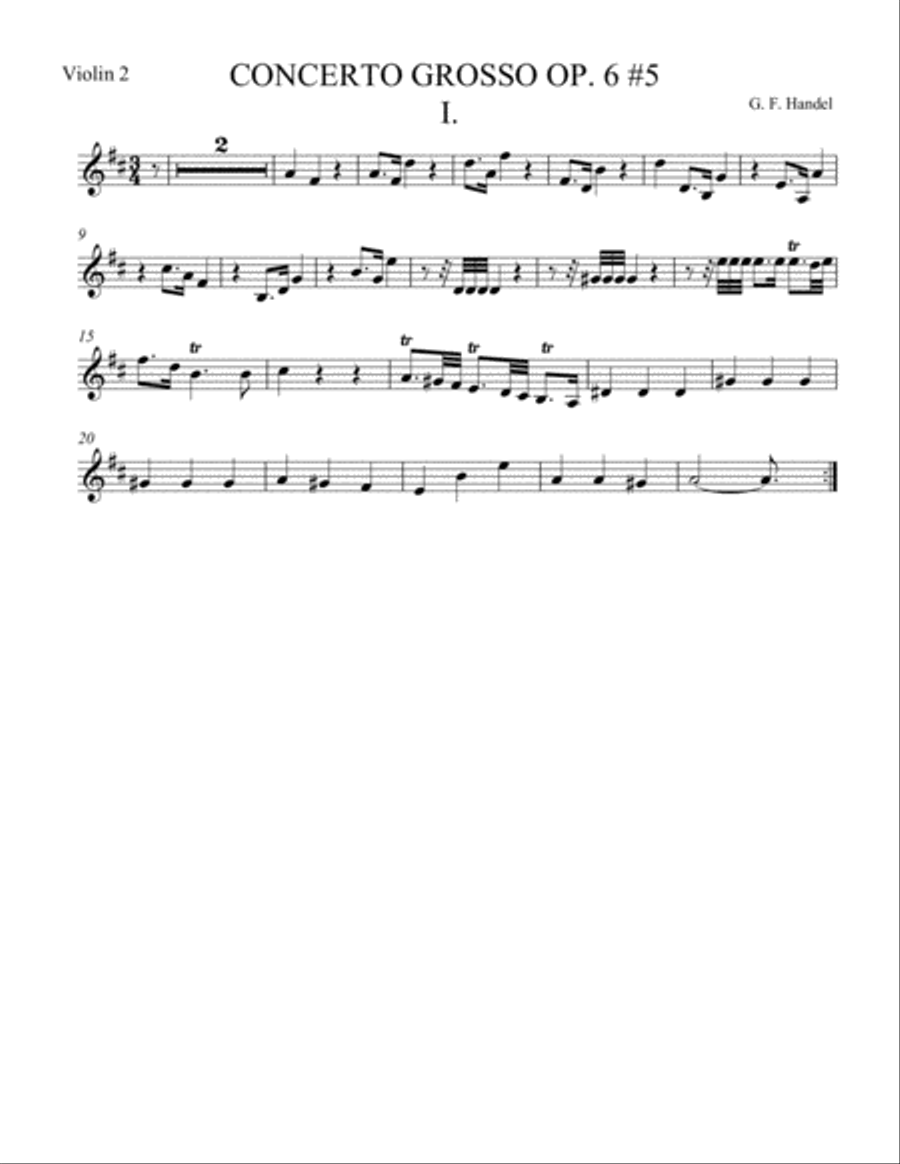 Concerto Grosso Op. 6 #5 Movement I String Orchestra scores gallery preview page 4