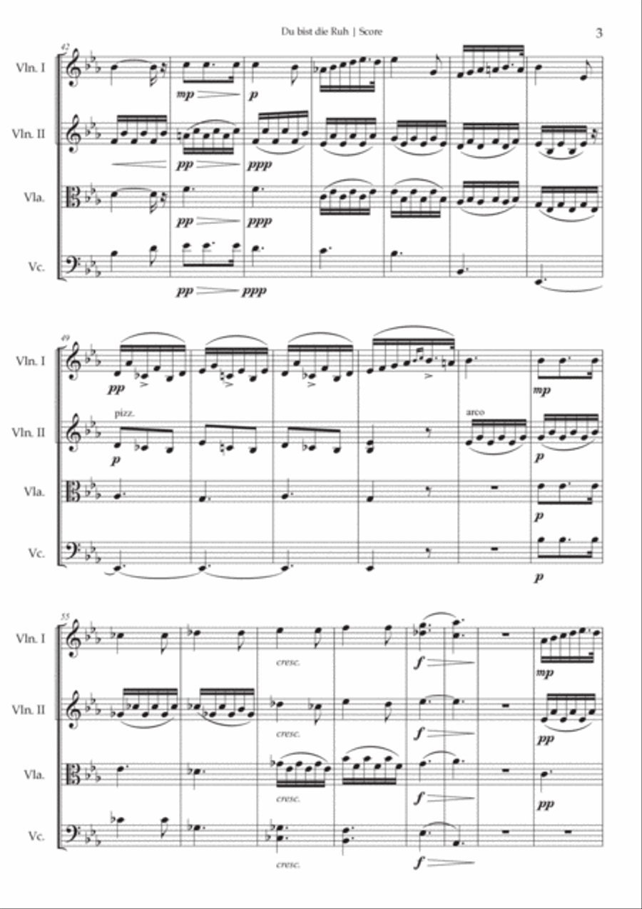 Du bist die Ruh String Quartet scores gallery preview page 3