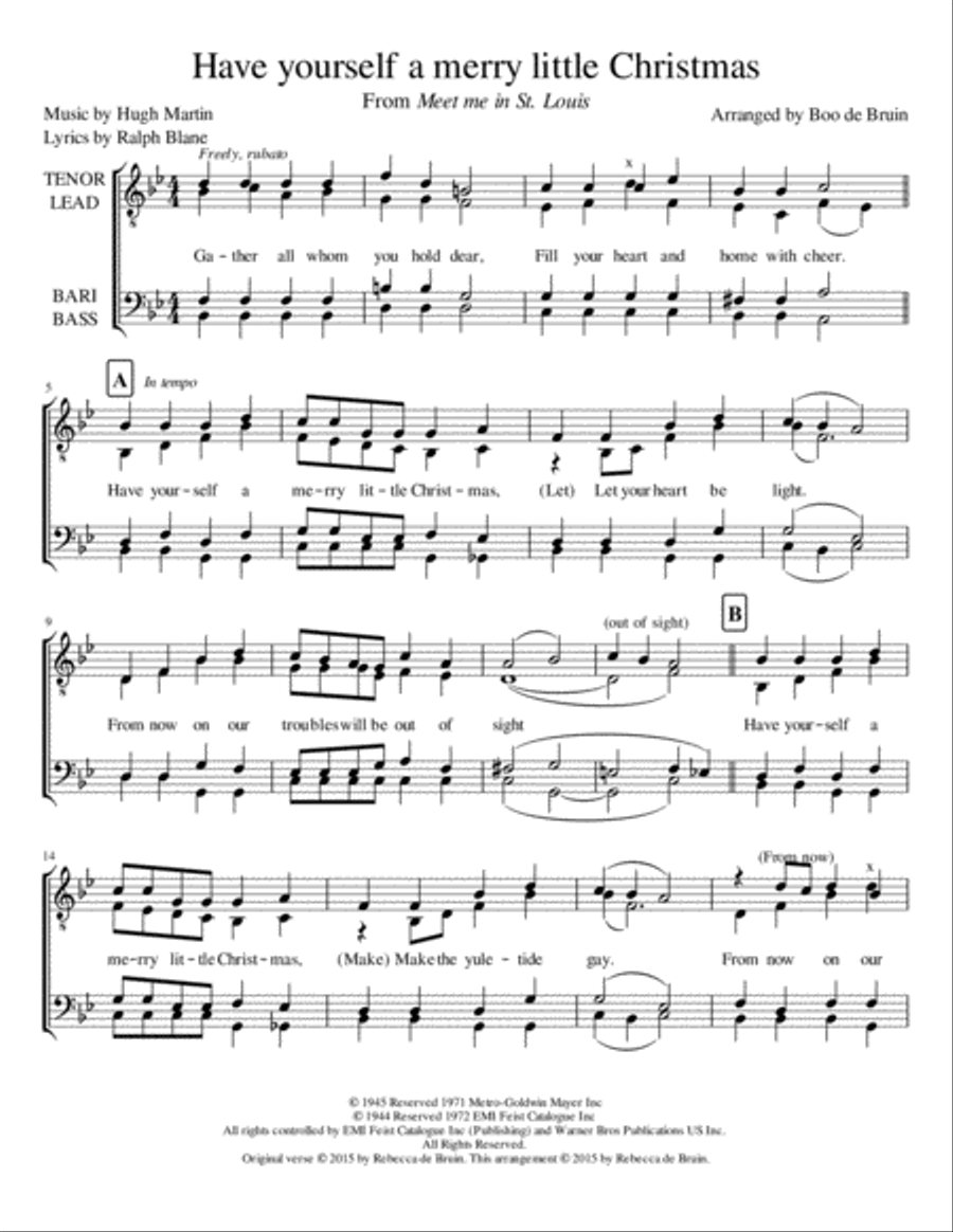 Have Yourself A Merry Little Christmas from MEET ME IN ST. LOUIS TTBB scores gallery preview page 1
