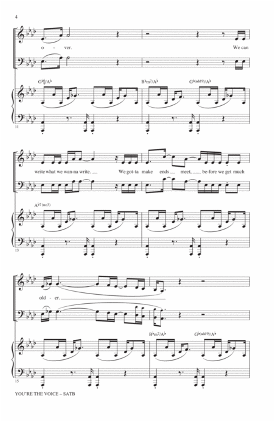 You're The Voice (arr. Kirby Shaw) 4-Part scores gallery preview page 3