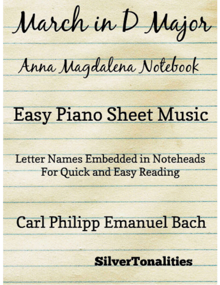 March In D Major Anna Magdalena Notebook Easy Piano Sheet Music