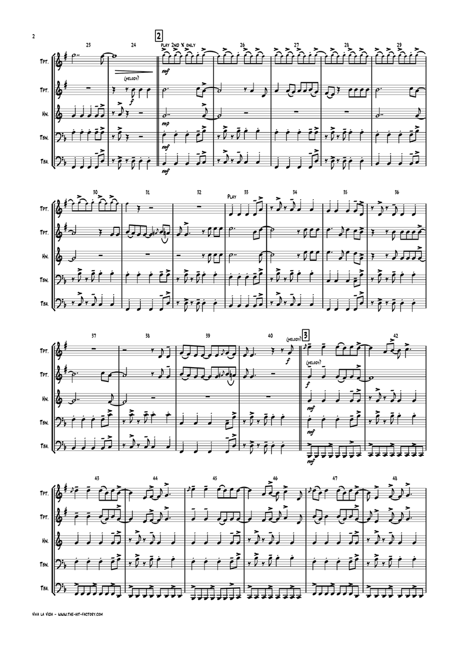 Viva La Vida Brass Ensemble scores gallery preview page 2