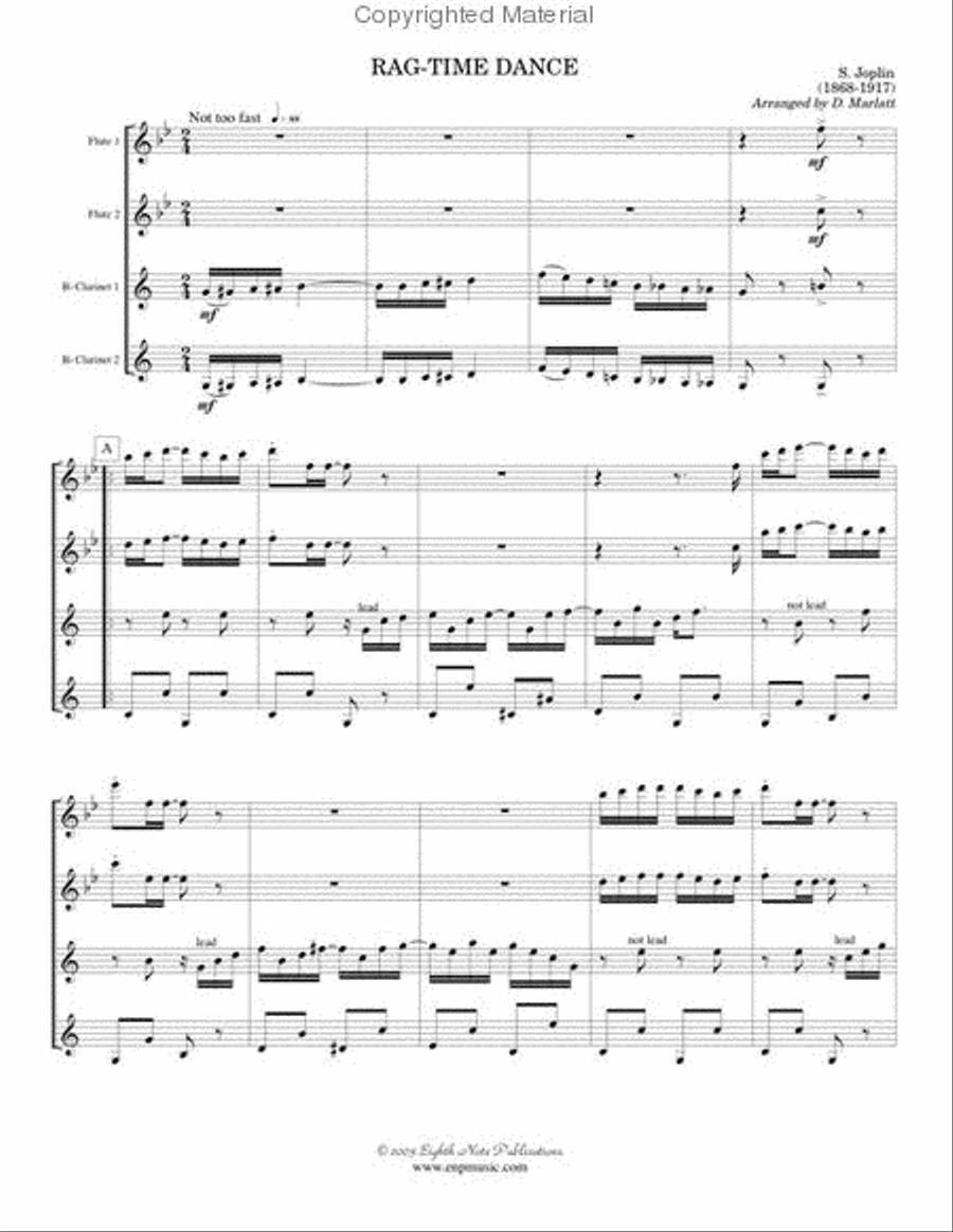 Rag-Time Dance Woodwind Quartet scores gallery preview page 2