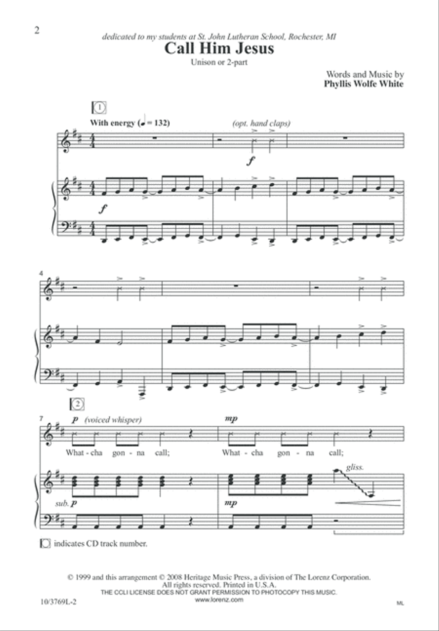 Call Him Jesus Unison Choir scores gallery preview page 2