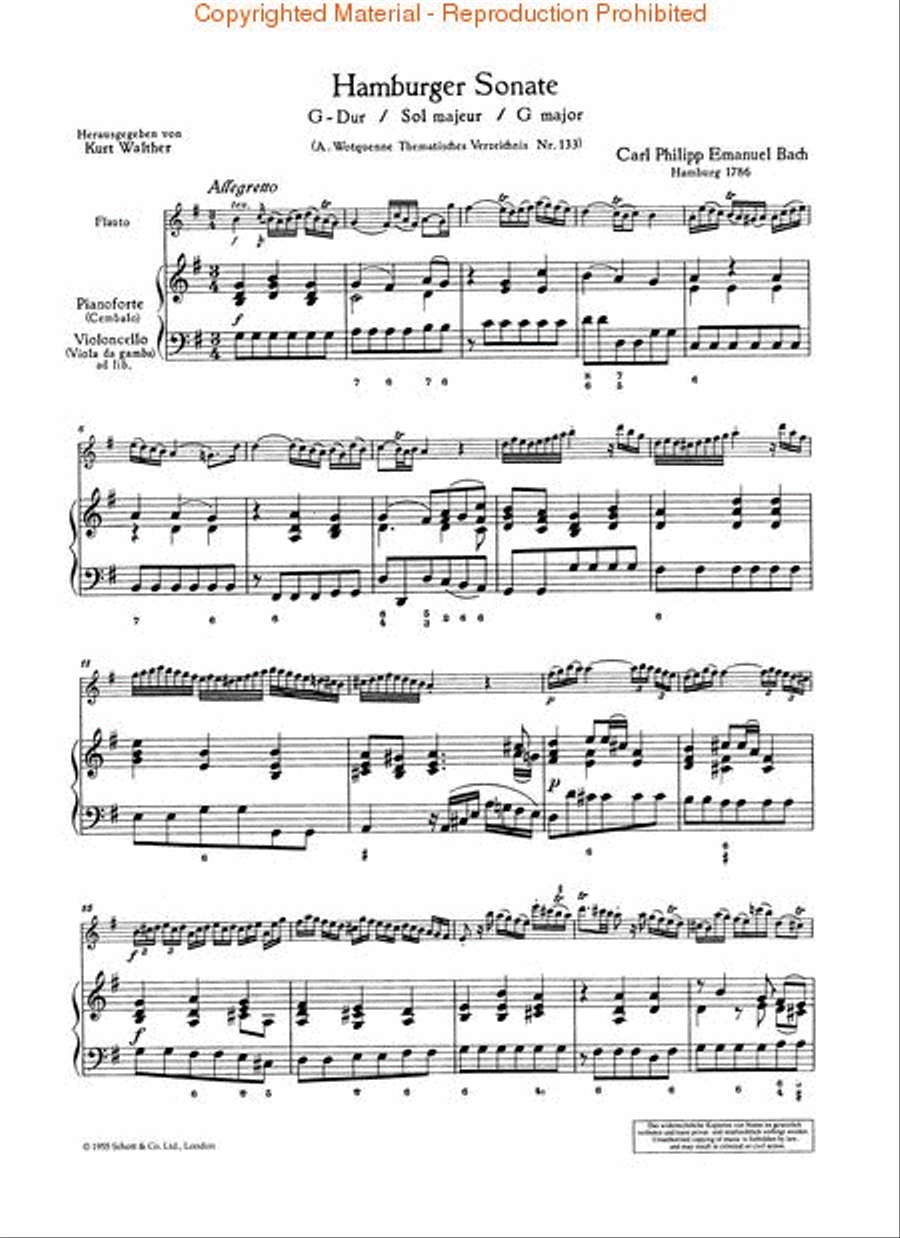 Hamburger Sonata in G Major, Wq. 133 Flute Solo scores gallery preview page 2