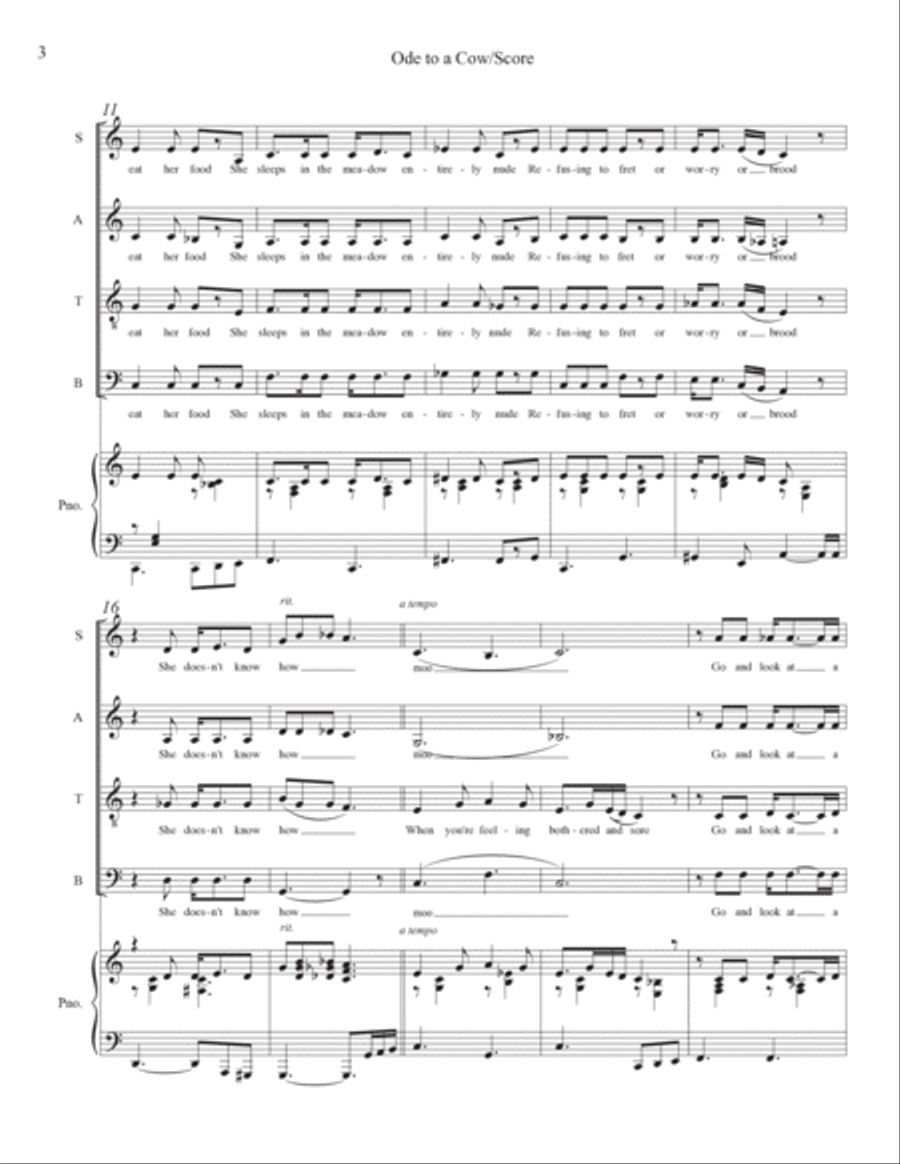 Ode to a Cow 4-Part scores gallery preview page 3