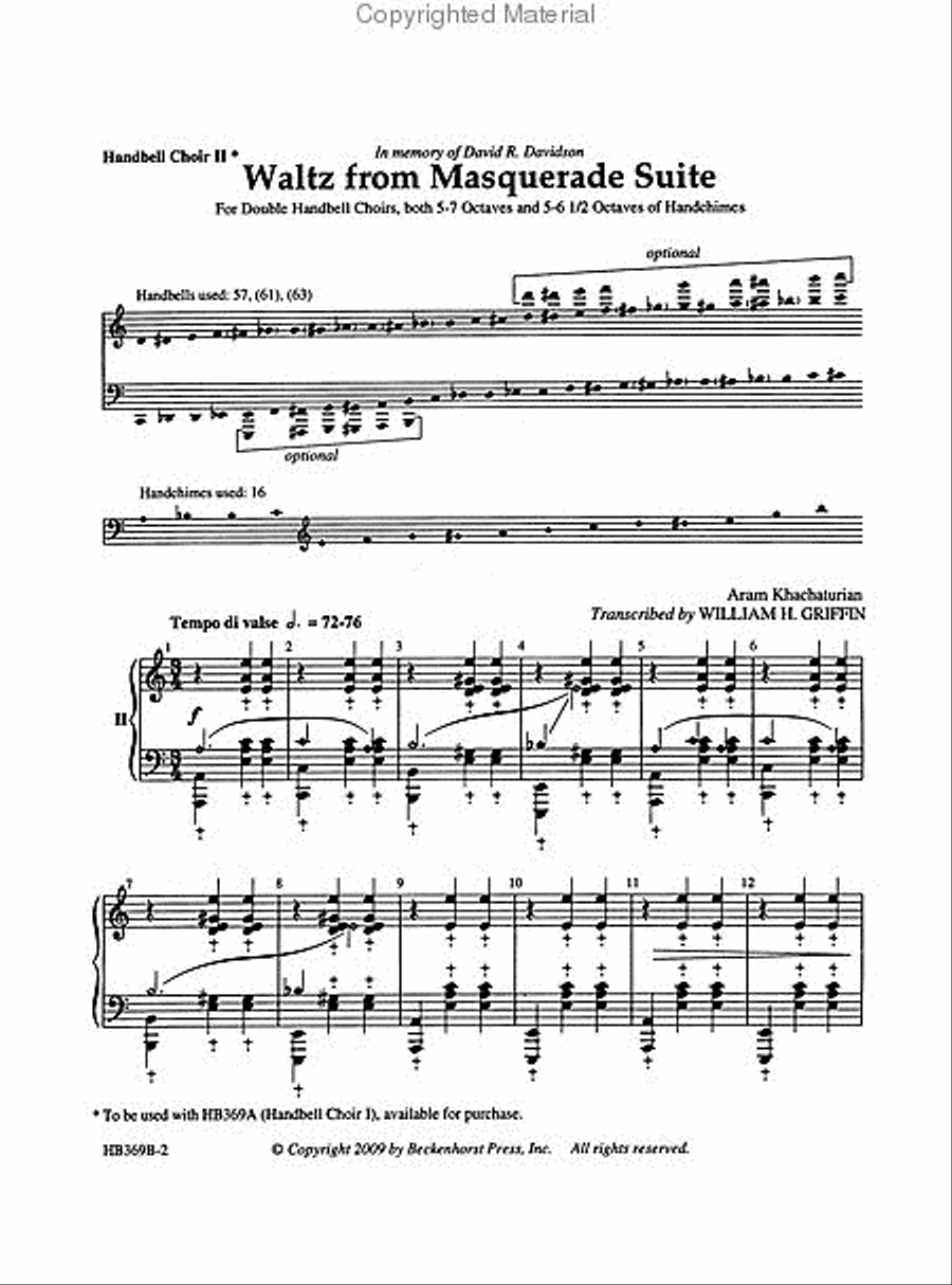 Waltz from Masquerade Suite (Handbell Choir II) Handbell Choir scores gallery preview page 2