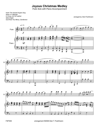 JOYOUS CHRISTMAS MEDLEY - FLUTE SOLO with Piano Accompaniment (5 Carol Medley)