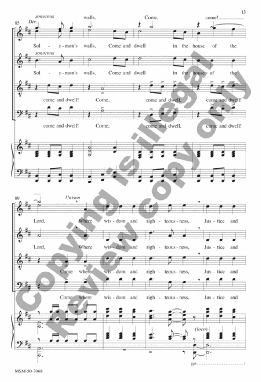 Come Dwell in Solomon's Walls 4-Part scores gallery preview page 12