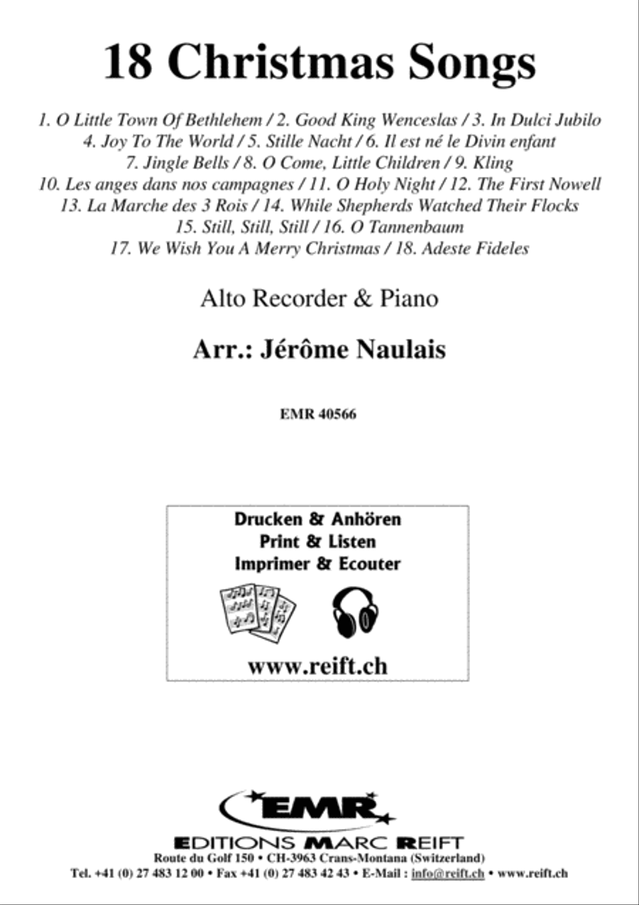 18 Christmas Songs Alto Recorder scores gallery preview page 1