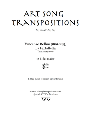 Book cover for BELLINI: La farfalletta (transposed to B-flat major)
