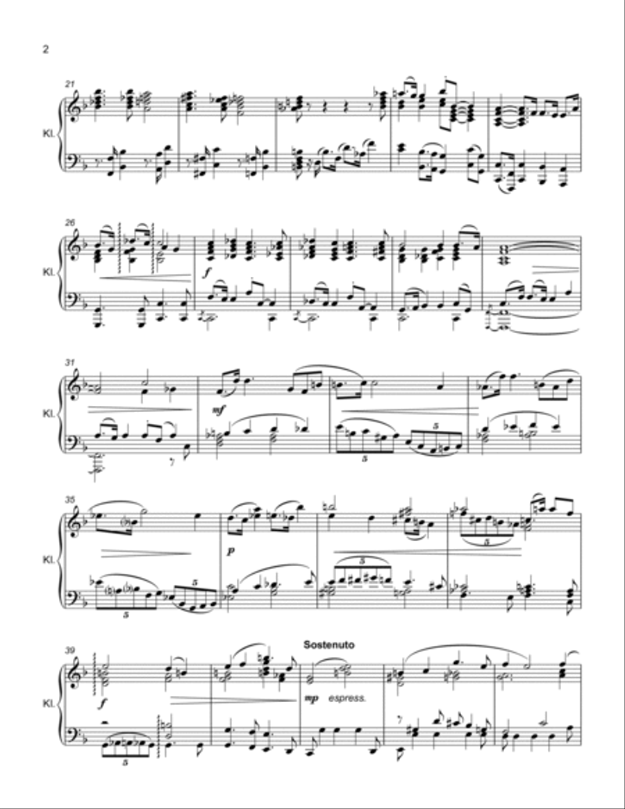 Ode to Erich Wolfgang Korngold for Solo Piano Piano Solo scores gallery preview page 2
