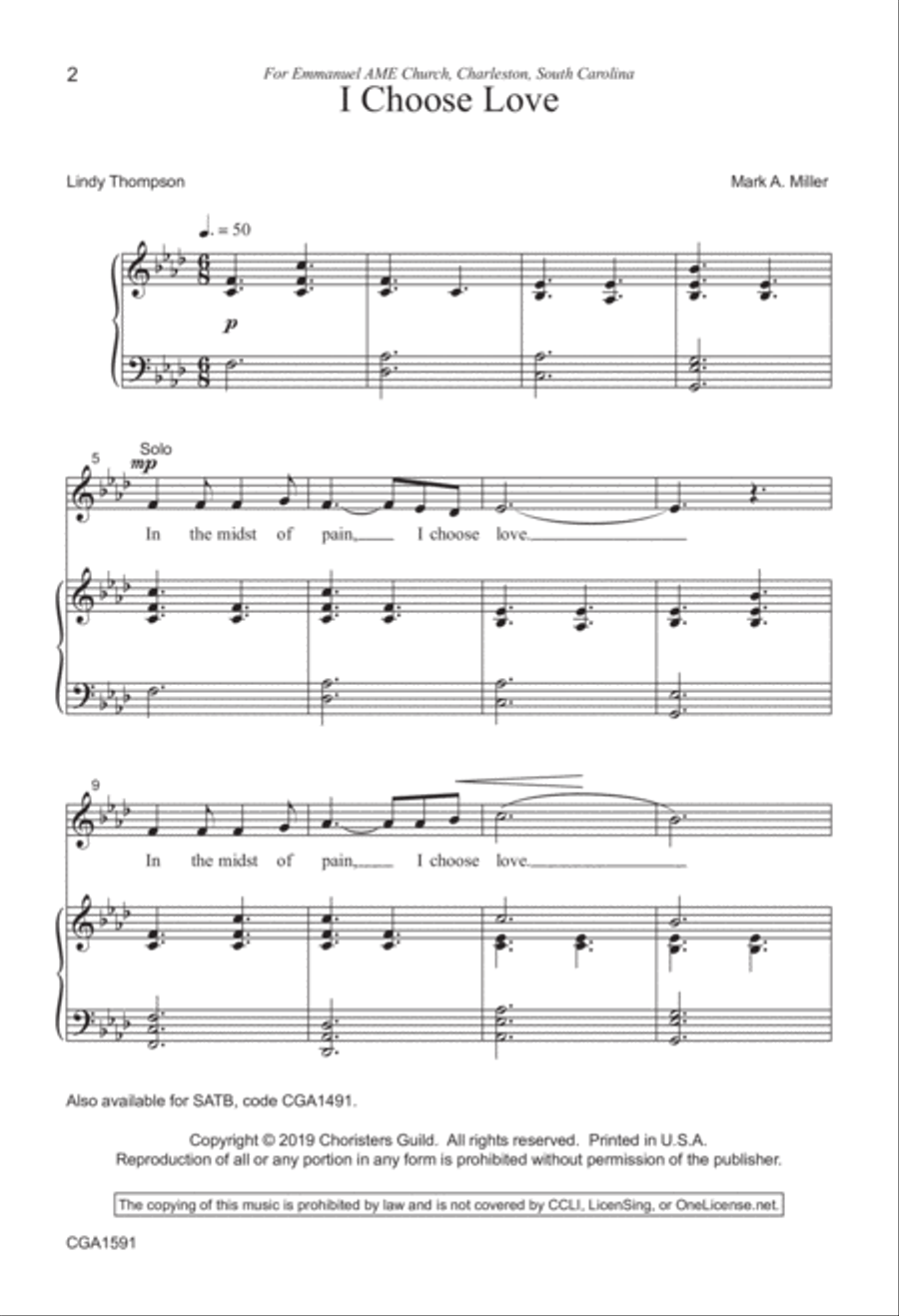 I Choose Love (SSA) SSA scores gallery preview page 2