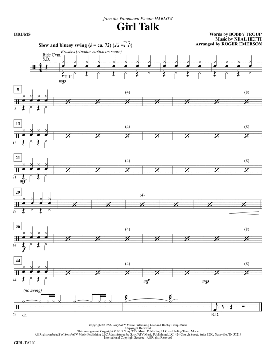 Girl Talk - Drums Girl Talk - Drums Choir scores gallery preview page 1