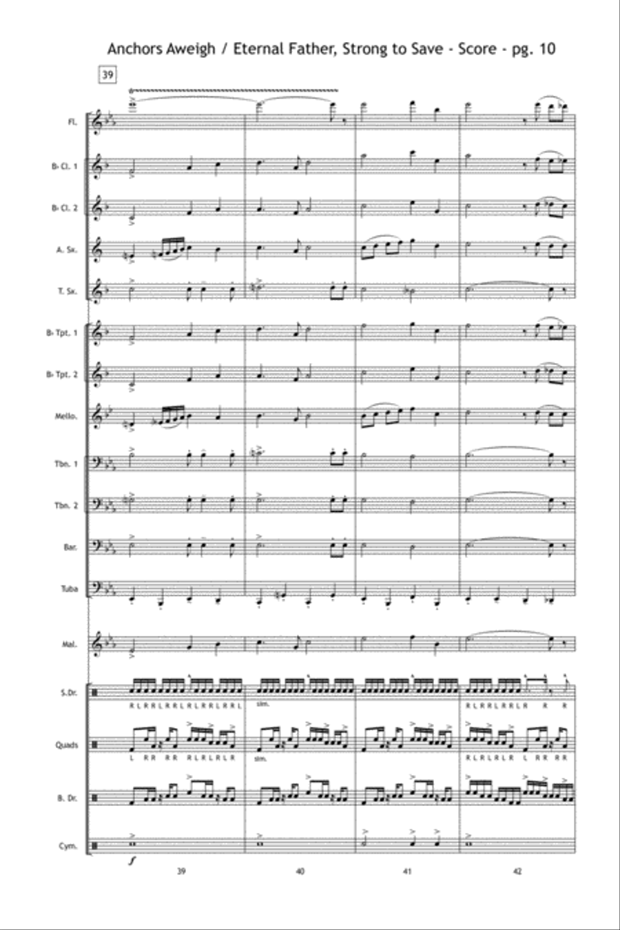 Anchors Aweigh / Eternal Father, Strong to Save Marching Band scores gallery preview page 11