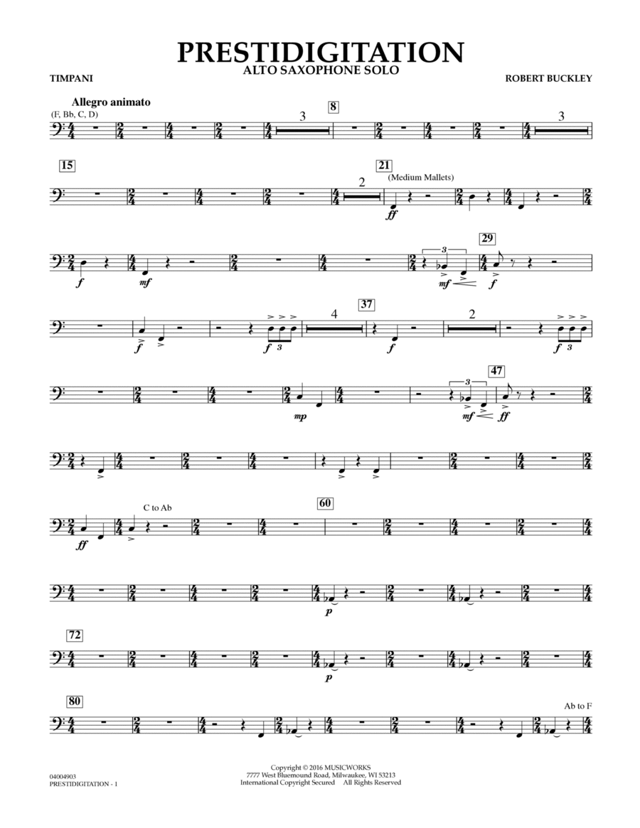 Prestidigitation (Alto Saxophone Solo with Band) - Timpani